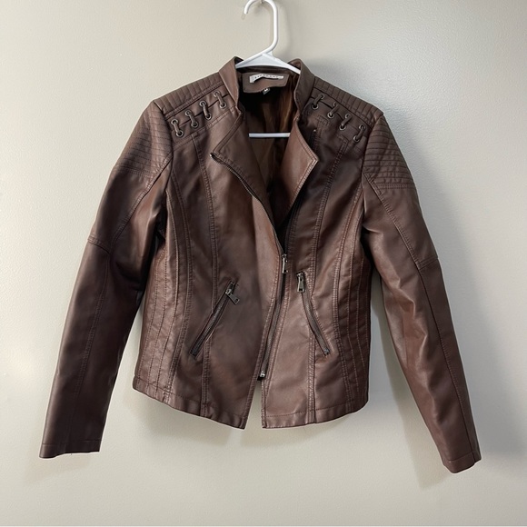 Jackets & Blazers - faux leather Moto jacket in brown